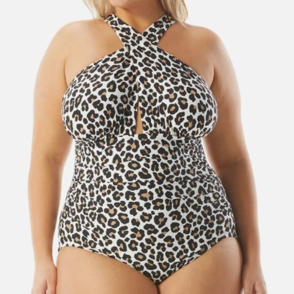 NWT! Michael Kors Multi Color Animal Print High Neck One Piece Swimsuit NEW! - Picture 1 of 2